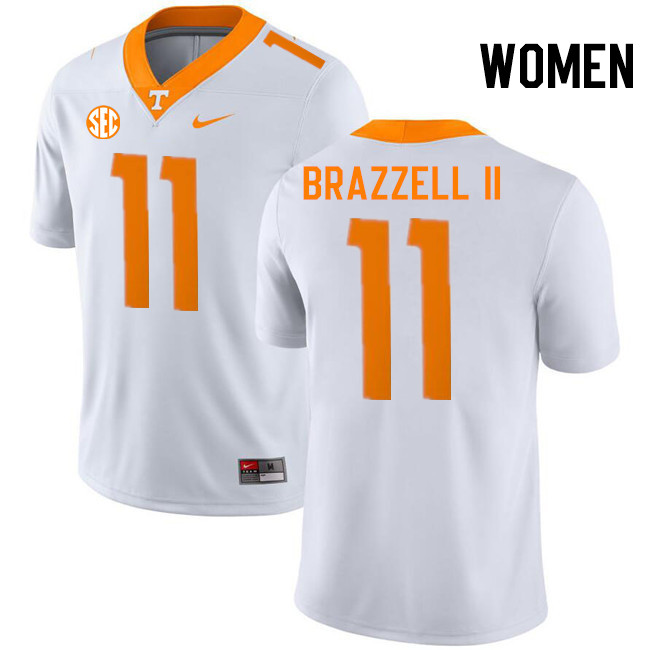 Women #11 Chris Brazzell II Tennessee Volunteers College Football Jerseys Stitched-White